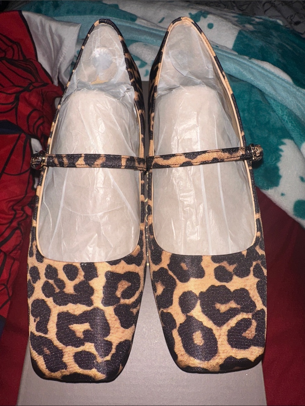 Franco Sarto Leopard-Print Mary Jane Flats in Tan and Black